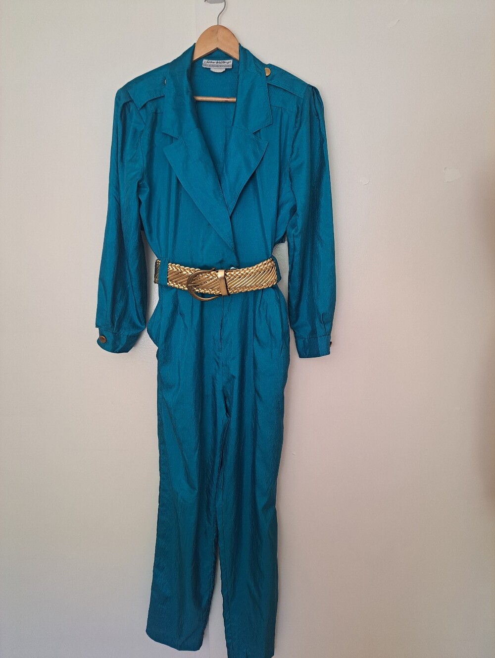 Vintage 80s Joan Walters Disco Caribbean Jumpsuit with Gold Belt